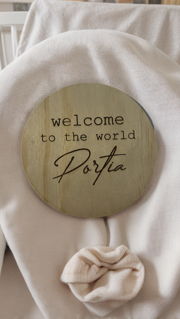 Wooden Welcome to the World Plaque